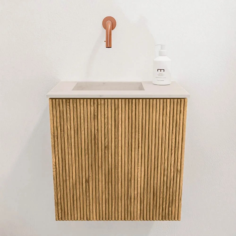 Mondiaz Joya DLux 40cm toiletmeubel oak met wastafel faye links zonder kraangat meli