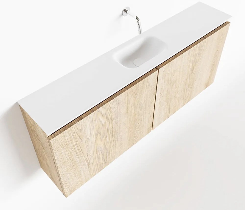 Mondiaz Ture 120cm toiletmeubel washed oak met wastafel talc midden geen kraangat