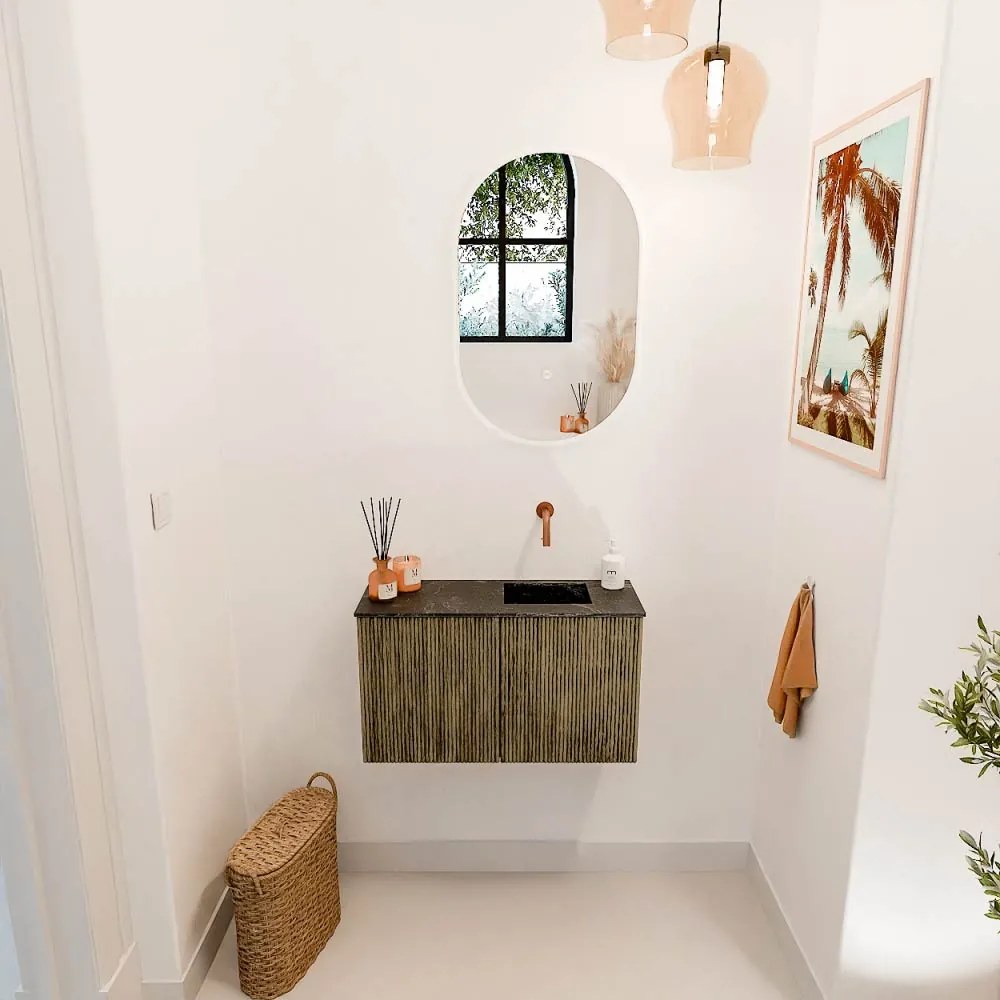 Mondiaz Joya DLux 70cm toiletmeubel dusk met wastafel faye rechts zonder kraangat lava
