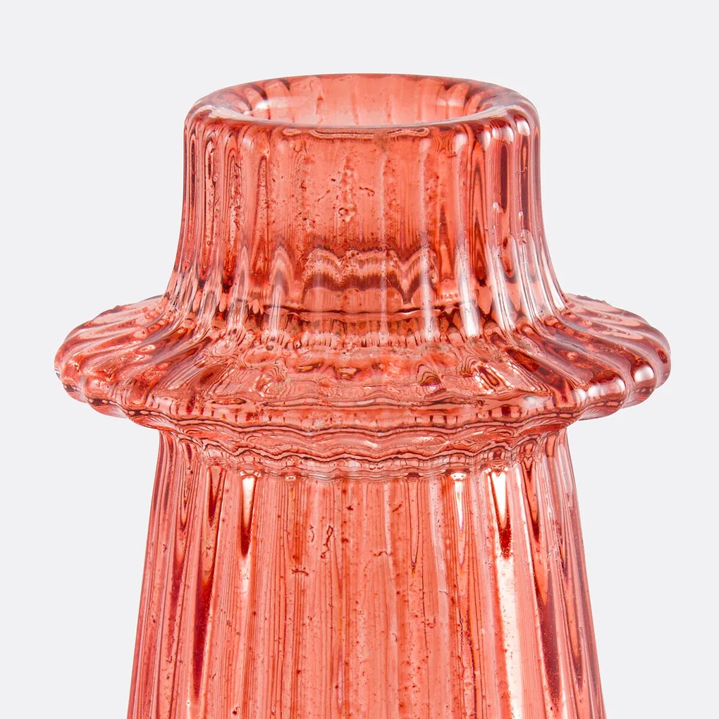 Kandelaar in gekleurd geribbeld glas, H6,8 cm, Sabri