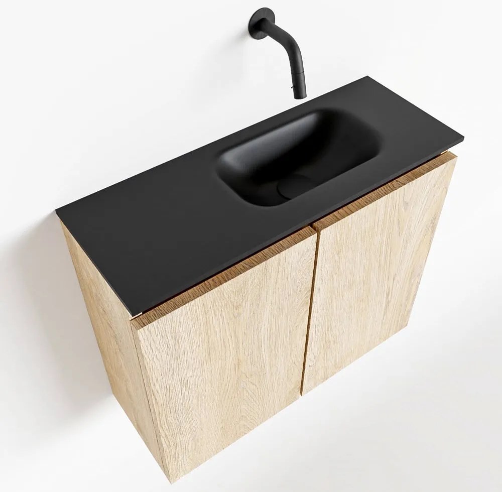 Mondiaz Ture 60cm toiletmeubel washed oak met wastafel urban rechts geen kraangat