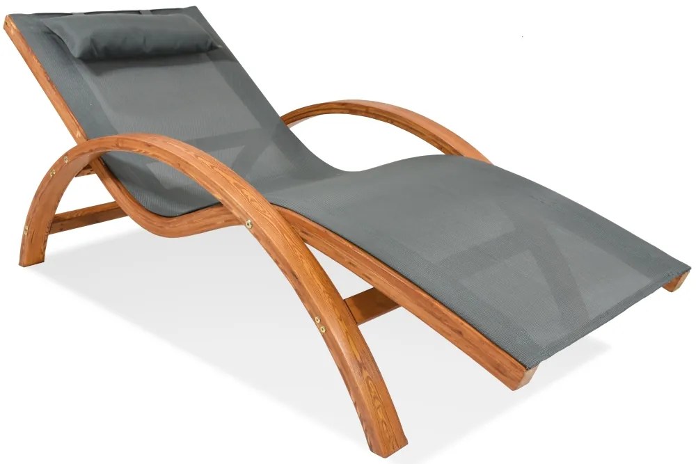 Houten tuinligbed Java Garden Point grijs