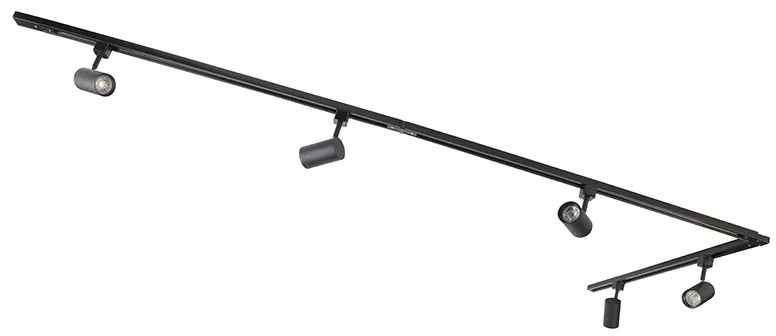 Modern railsysteem met 5 spots zwart 1-fase  - Iconic Jeana