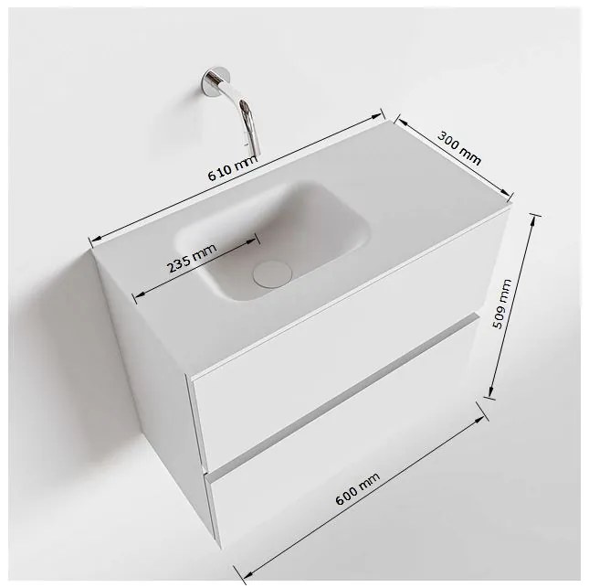 Mondiaz Ada 60cm toiletmeubel smoke met wastafel urban links 1 kraangat