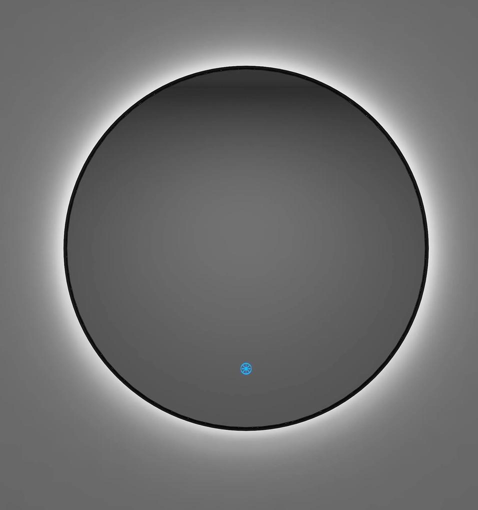 Saqu ronde spiegel met LED verlichting Ø60cm mat zwart