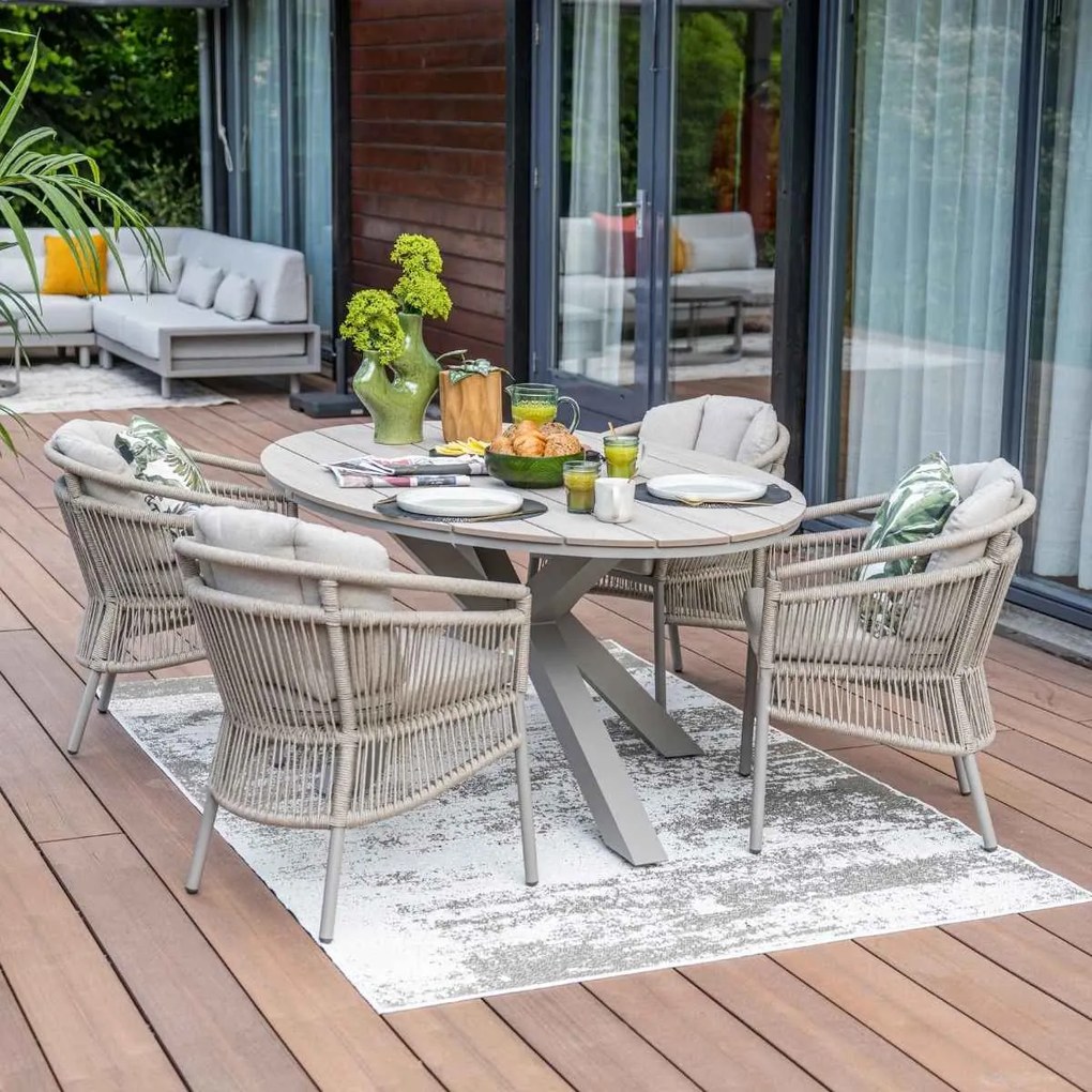 Garden Impressions Sorong tuinset 5-delig - Tulli tuintafel 180x115 cm - light teak vironwood