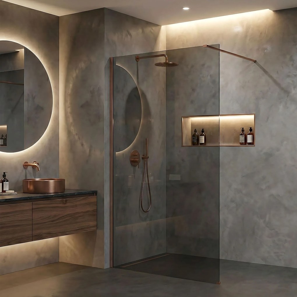 Walk-in douchewand Rea Flexi Grey / Brush Copper 120