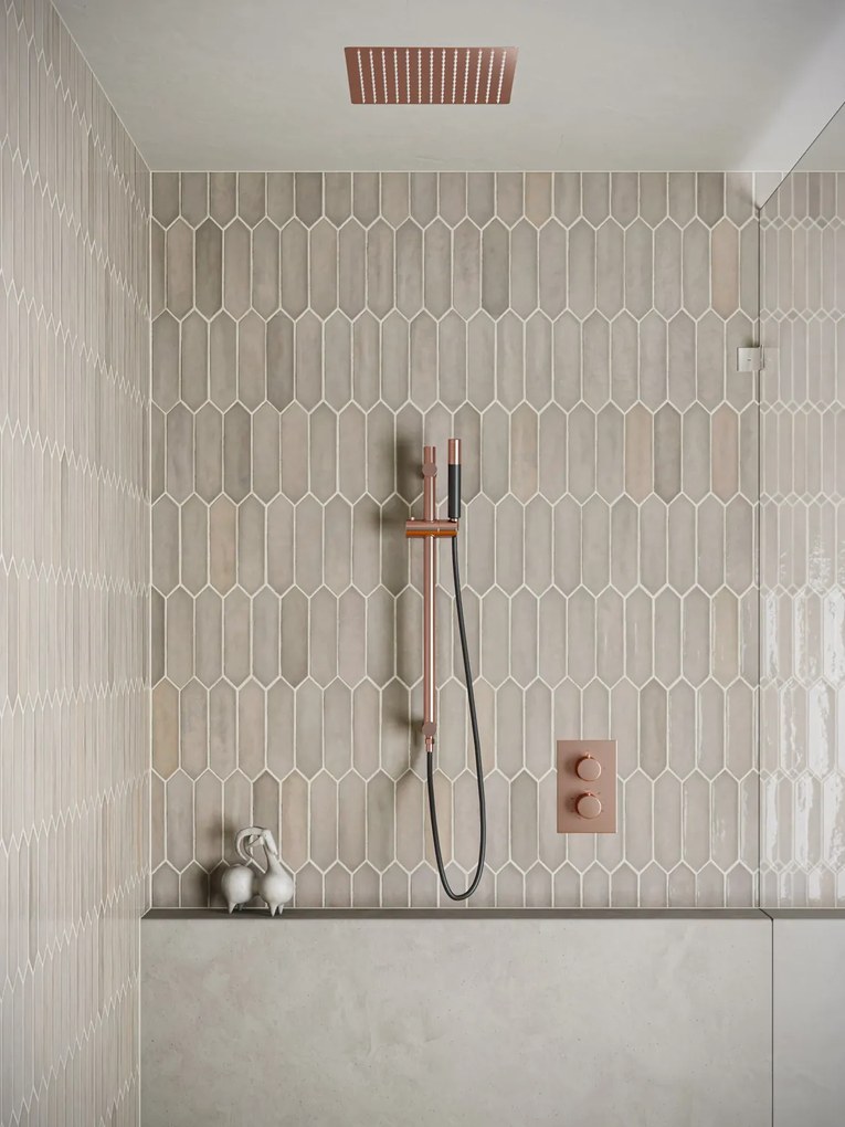 Saniclear Cube Pro inbouw regendouche met inbouw douchekop 30x30cm, glijstang en staafhanddouche geborsteld koper