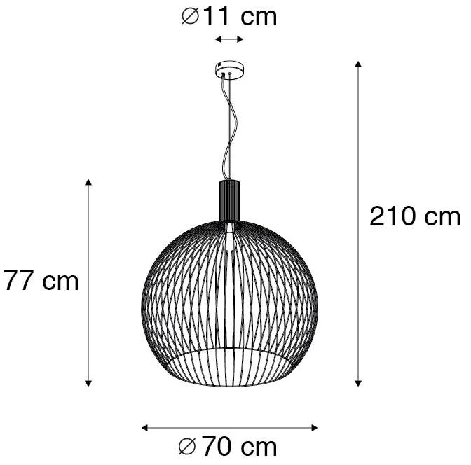 Design hanglamp rond zwart 70 cm - Dos Modern E27 Binnenverlichting Lamp
