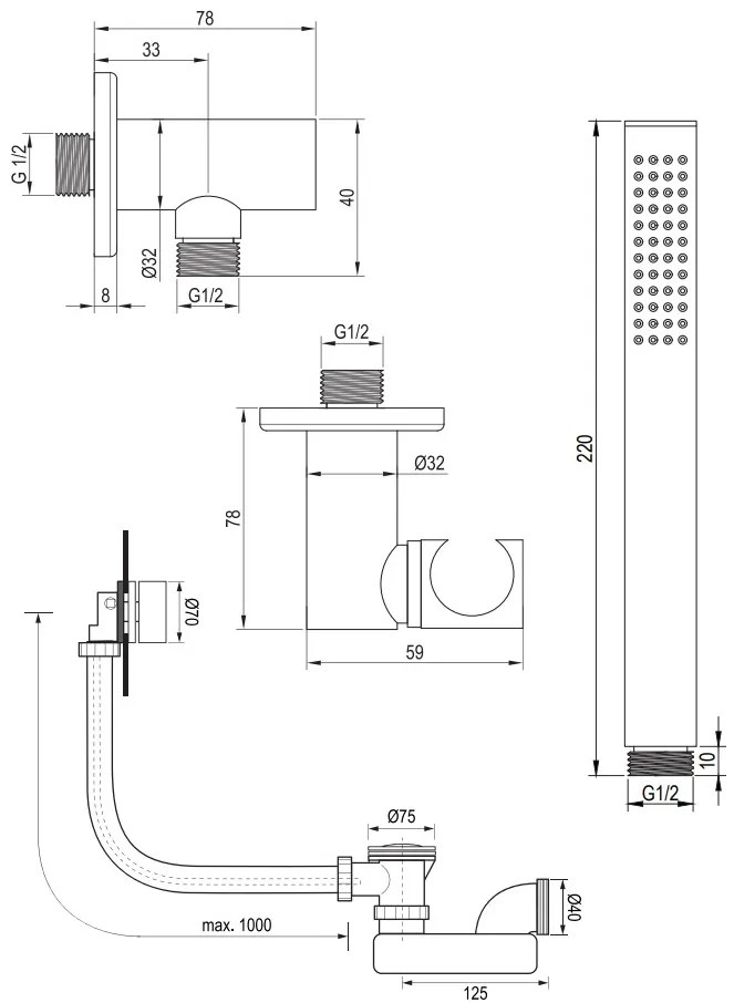 Brauer Brushed Edition thermostatische inbouw badkraan met badvulcombinatie en staafhanddouche set 3 RVS geborsteld PVD