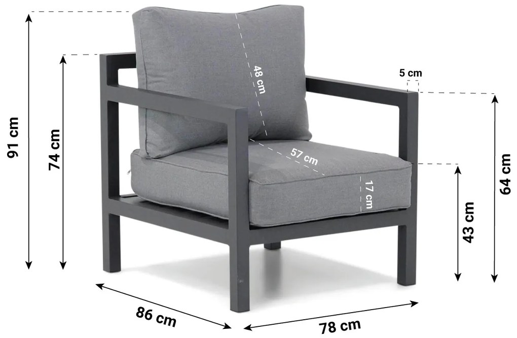 Dining Loungeset 6 personen Aluminium Grijs  Lifestyle Garden Furniture Lagos/Brighton