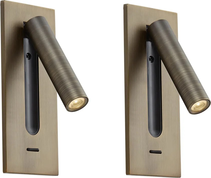 Set van 2 moderne wandlampen donkerbrons incl. LED - Plaza