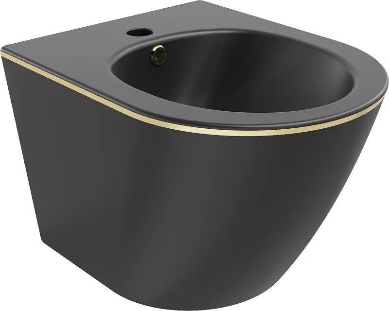 Mexen Lena hangend bidet, mat zwart/gouden lijn - 35224875