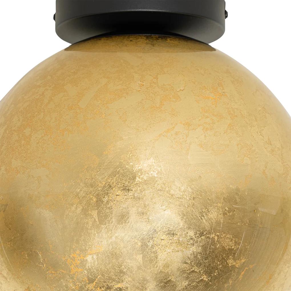 Design plafondlamp zwart met goud glas - Bert Design E27 rond Binnenverlichting Lamp