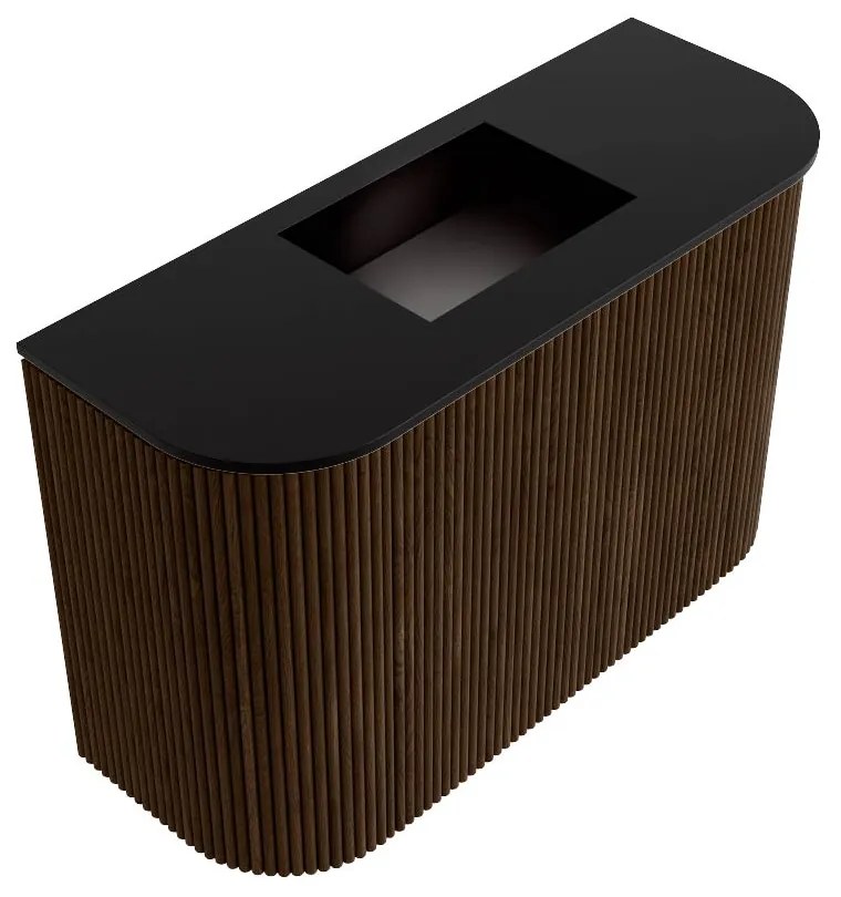 Mondiaz Joya 65cm toiletmeubel ronding links/rechts walnut met wastafel faye midden zonder kraangat urban