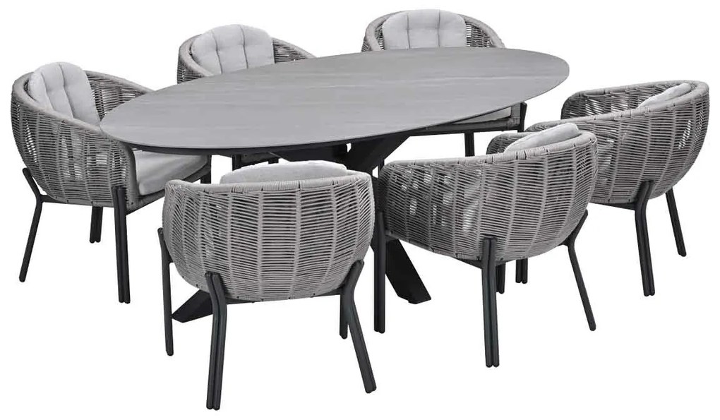 Garden Impressions Padula tuinset 7-delig - Scot tuintafel Napoli sand 230x115 cm