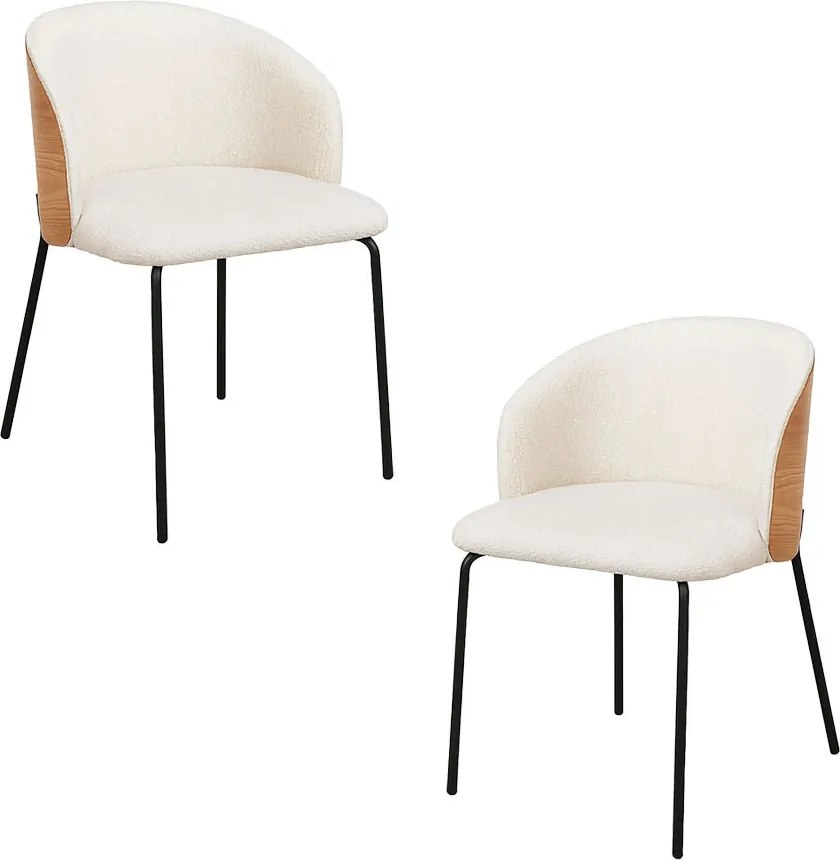 Set 2 Glacia Witte Stoffen Stoelen met Gestoffeerde Houten Rugleuning