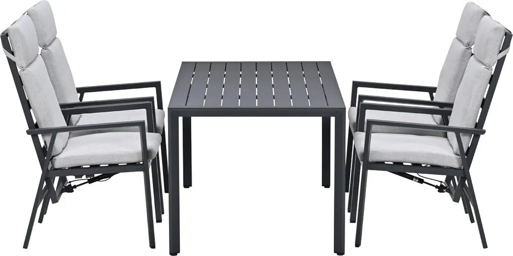 Garden Impressions Kasper tuinset 5-delig - tuintafel 160x84 cm donker grijs