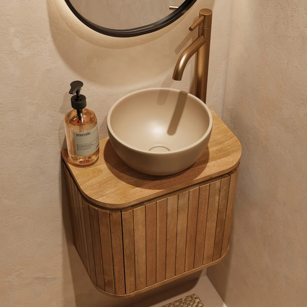 Livli Estrela toiletmeubel 40cm ribbelfront met waskom in taupe