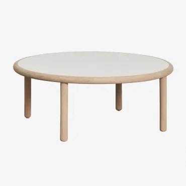Ronde Salontafel Van Acaciahout Olivia Beige - Semoline - Lichte Acaciekleur & Ø80 Cm - Sklum