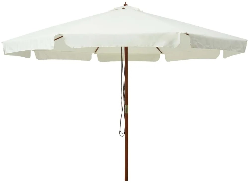 vidaXL Parasol met houten paal 330 cm zandwit