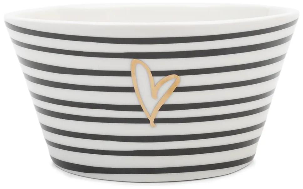 Rivièra Maison - Dots &amp; Stripes Heart Bowl - Kleur: bruin