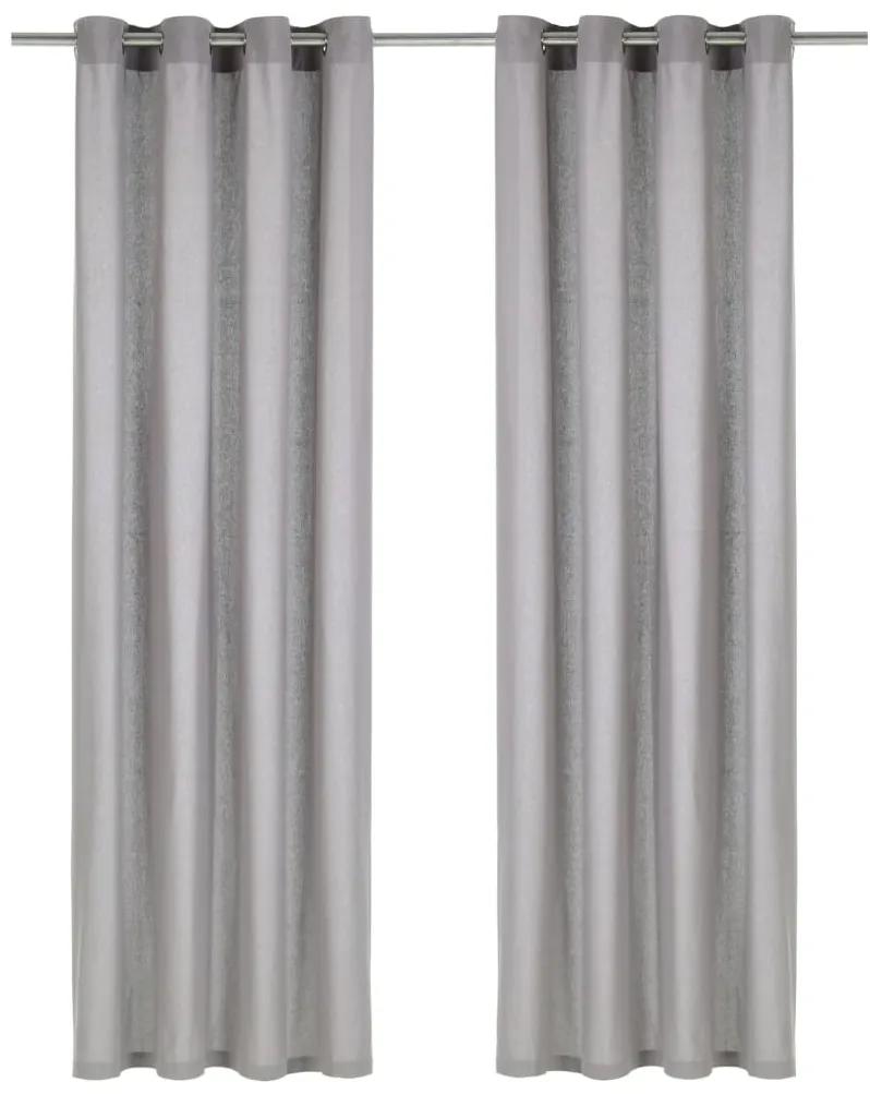 vidaXL Gordijnen met metalen ringen 2 st 140x245 cm katoen grijs