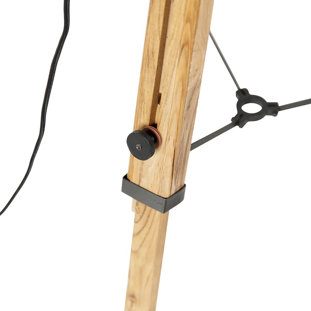 Tripod studiospot vloerlamp zwart met hout - Shiny