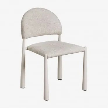 Set Van 2 Gestoffeerde Eetkamerstoelen Met Ijzeren Frame Nagore Bouclé Crèmebeige - Sklum