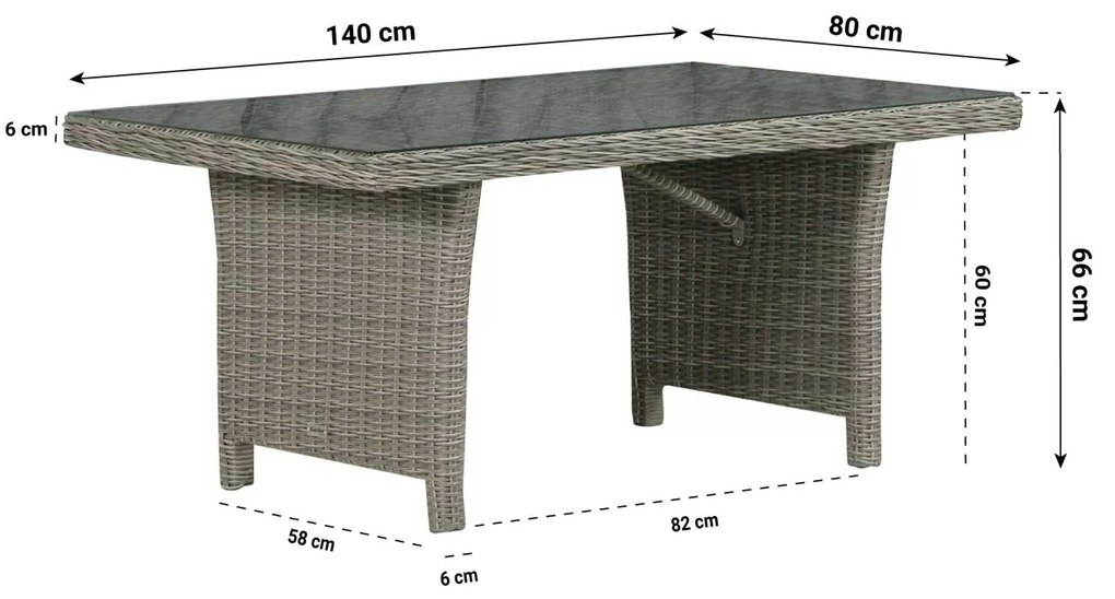 Dining Loungeset 7 personen Wicker Grijs Garden Collections New Castle