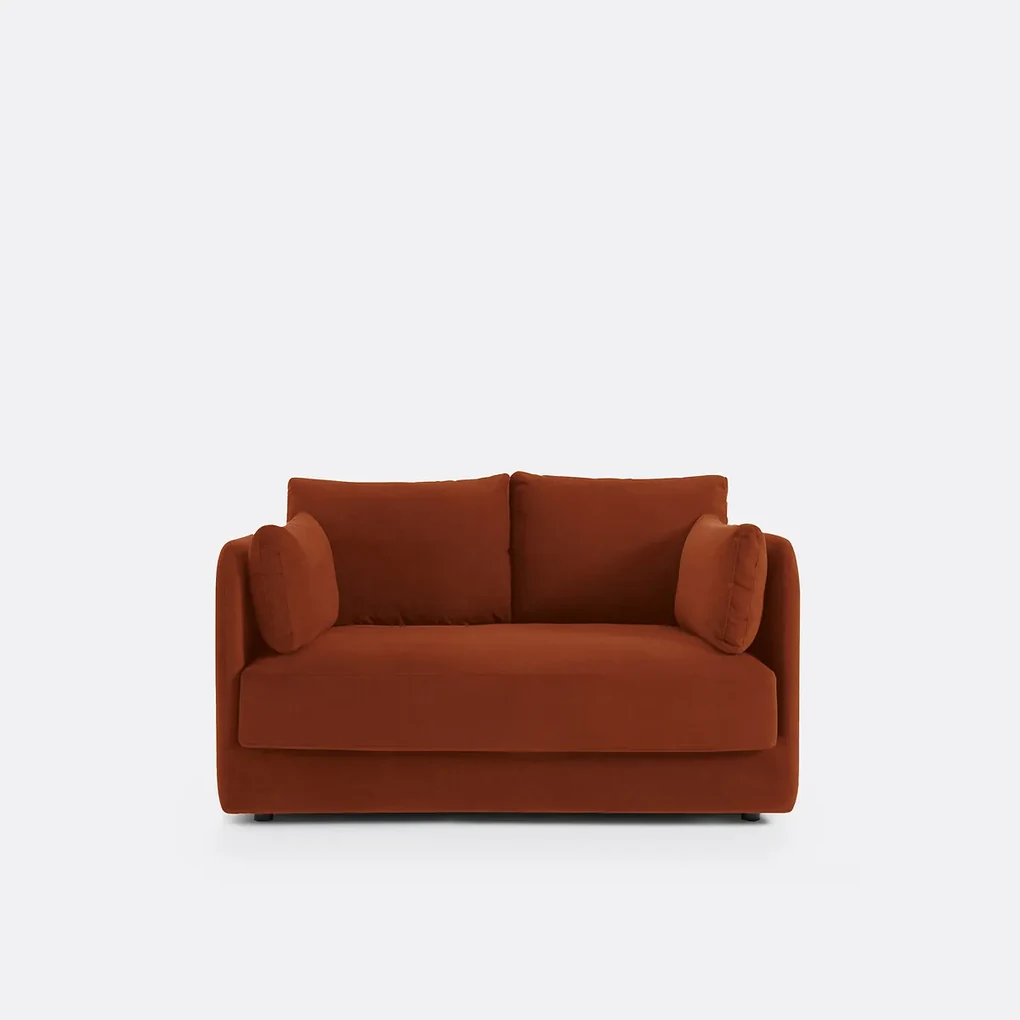 Sofa, compacte 2-zit, fluweel, Carmel