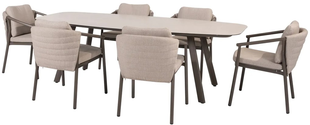 Taste by 4 Seasons Barolo tuinset terre met Manolo tafel 240 cm SALE Tuinstoel bruin weerbestendig