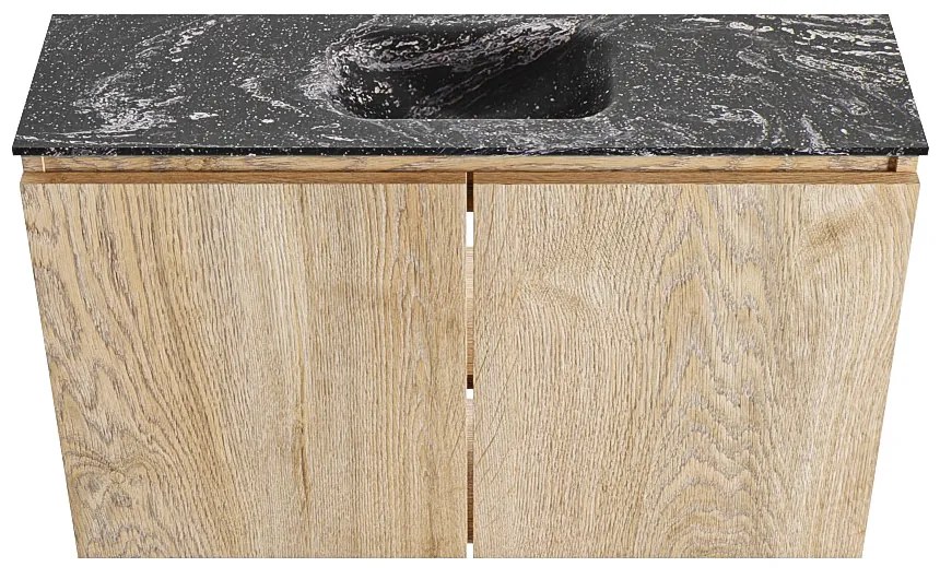 Mondiaz Ture DLux toiletmeubel 80cm washed oak met wastafel lava midden met kraangat