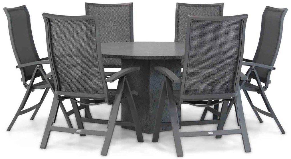 Tuinset Ronde Tuintafel 6 personen 140 cm Aluminium/Textileen /Aluminium/textileen Grijs Presto Lucardo/Graniet