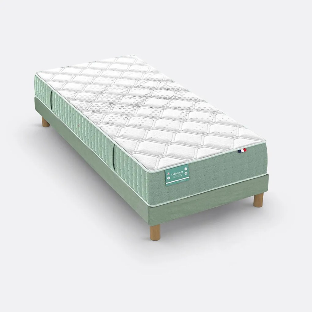 Set met stevige latexmatras voor gevoelige rug met 5 zones + gestoffeerde lattenbodem