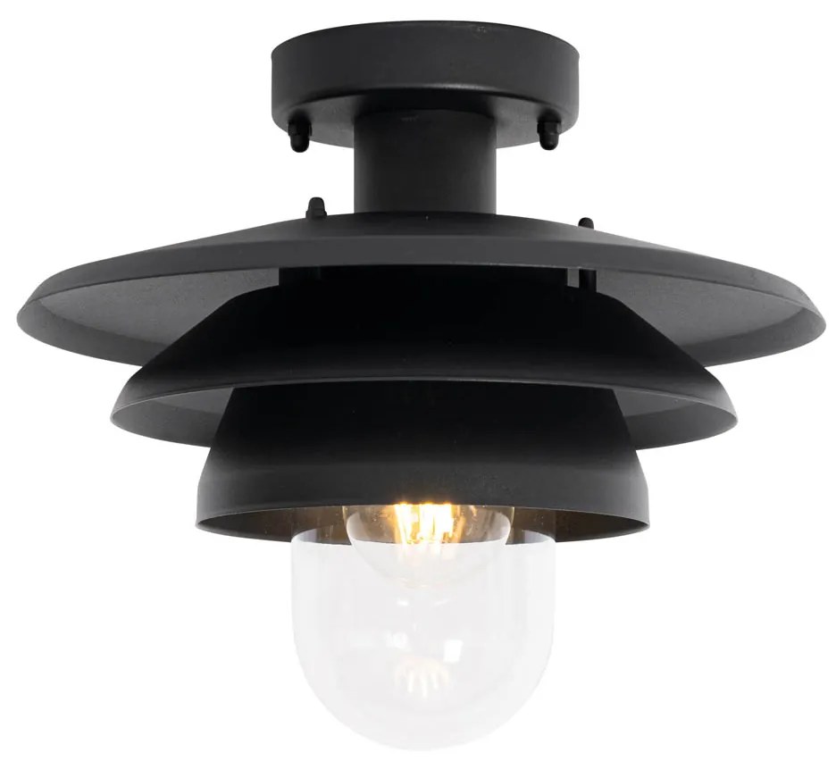 Design buiten plafondlamp zwart IP44 - Morty Design E27 IP44 Buitenverlichting rond