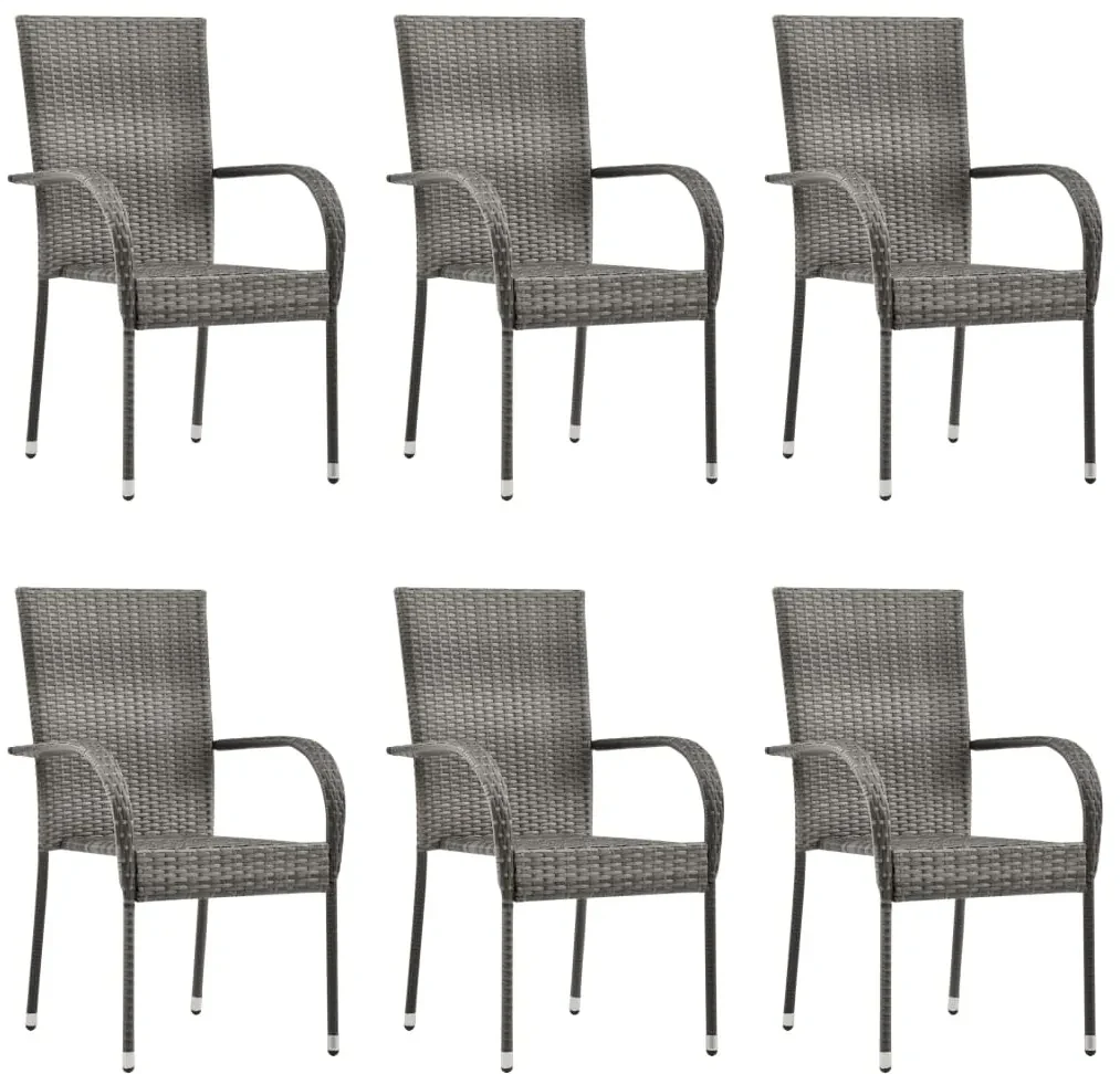 vidaXL 7-delige Tuinset poly rattan grijs