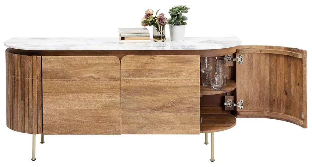 Kare Design Grace Dressoir Mangohout En Marmer - 160x45x78cm.