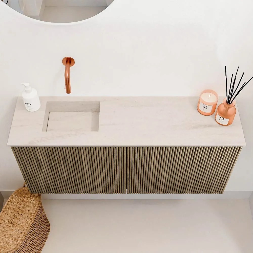 Mondiaz Joya DLux 90cm toiletmeubel dusk met wastafel faye links zonder kraangat meli