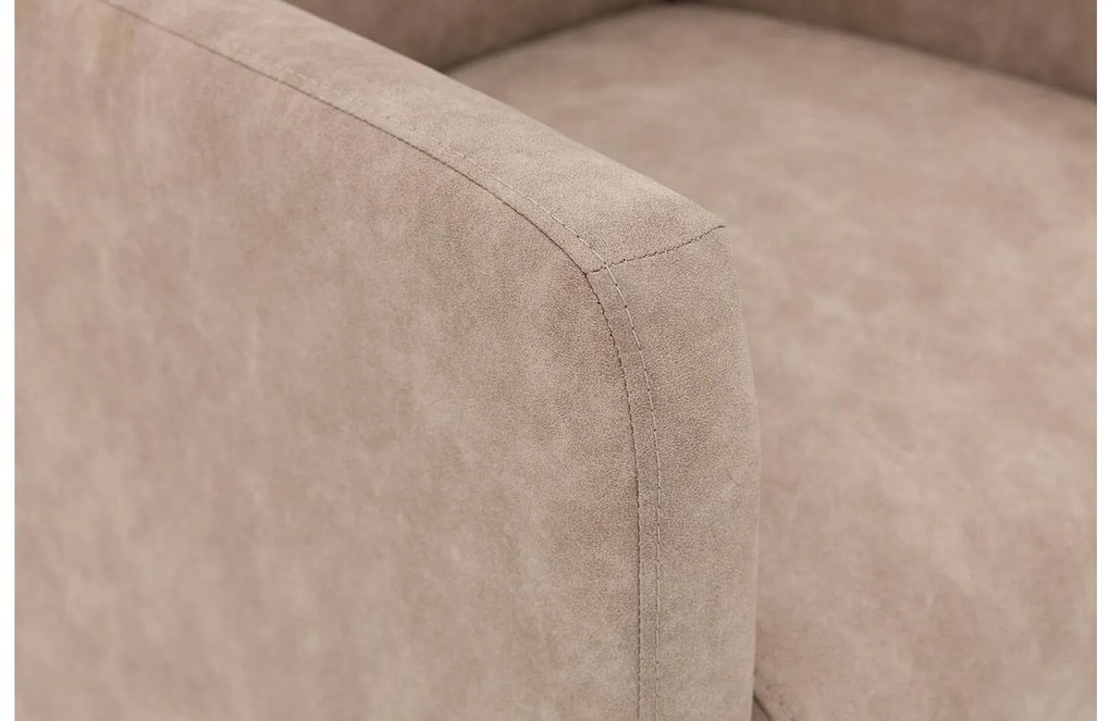 Goossens Eetkamerstoel Alex beige microvezel met armleuning en met wielen, stijlvol landelijk
