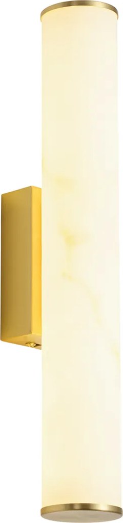 Japandi wandlamp messing en alabaster incl. LED 3-staps dimbaar - Josephine
