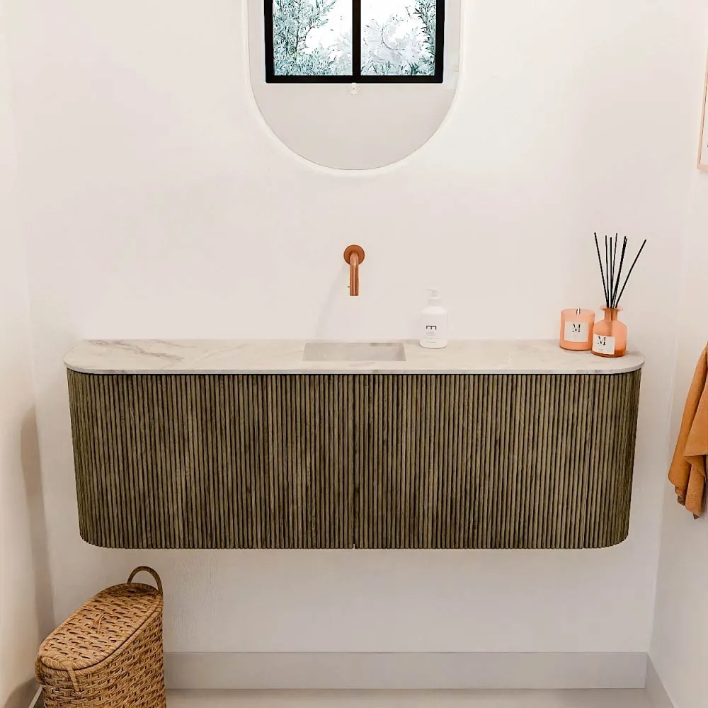 Mondiaz Joya DLux 125cm toiletmeubel ronding links/rechts dusk met wastafel faye midden zonder kraangat frappe