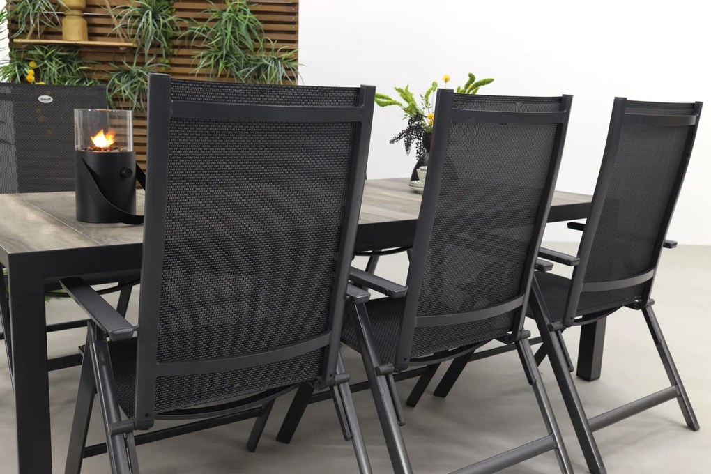 Hartman Napoli/Kings verstelbare tuinset antraciet - 220x100 cm. - Keramiek tafelblad