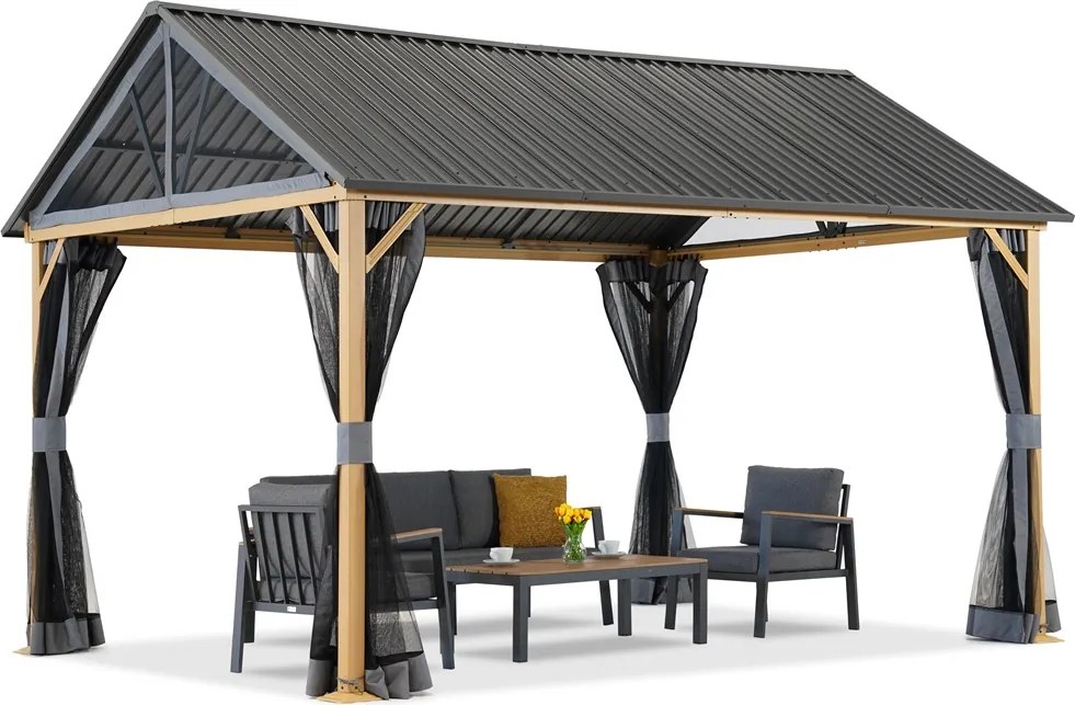 Aluminium tuinpaviljoen Teramo met muskietennetten 3x5,8 m Garden Point