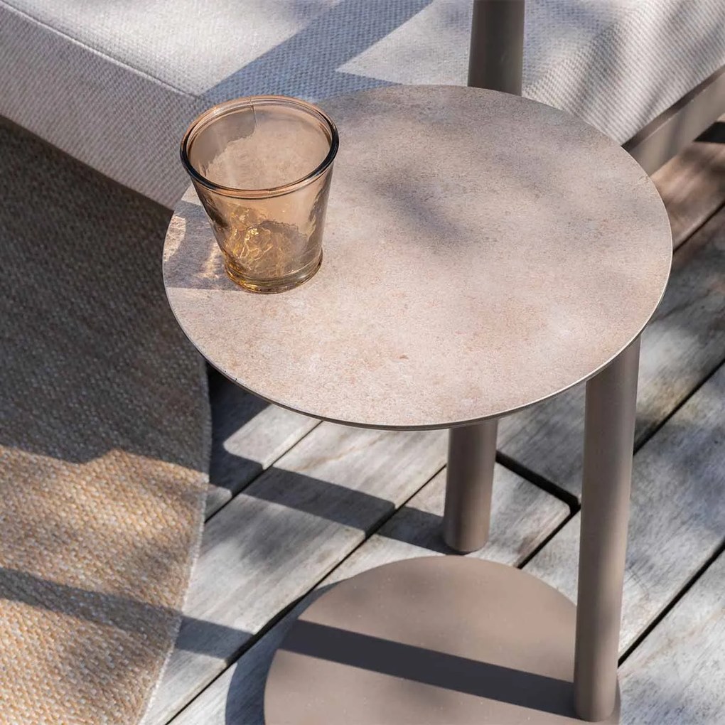 4 Seasons Vic bijzettafel Ø30xH50 cm terre - ceramic print