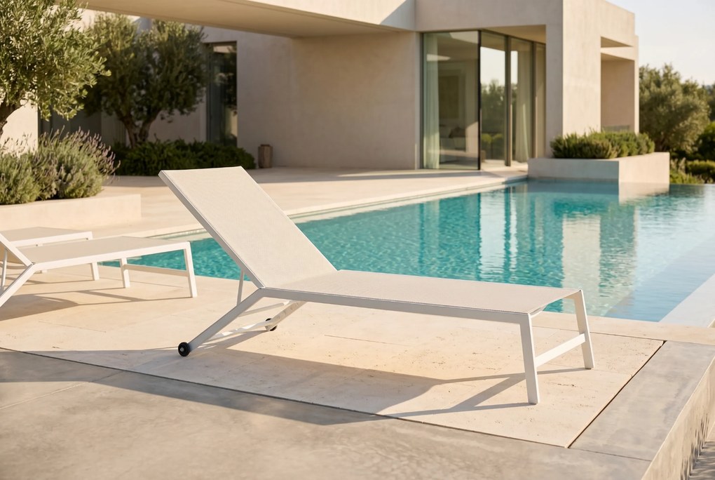Lifestyle Garden Furniture Lento Ligbed Verstelbaar Textileen Wit