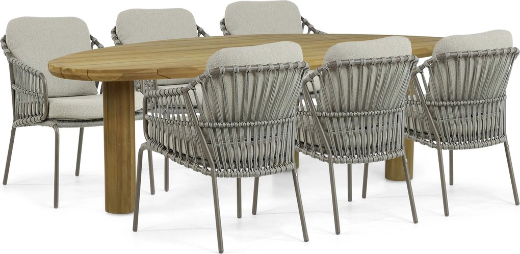 Tuinset 6 personen  Aluminium/rope Taupe 4 Seasons Outdoor Capalbio/Leafline