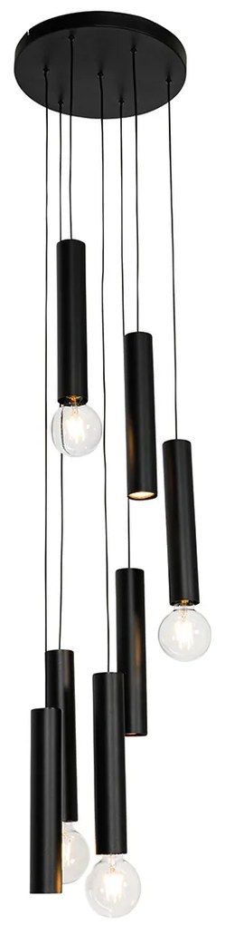 Design hanglamp zwart rond 7-lichts - Tuba