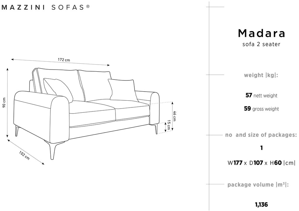2-zitsbank Madara velvet | Mazzini Sofas