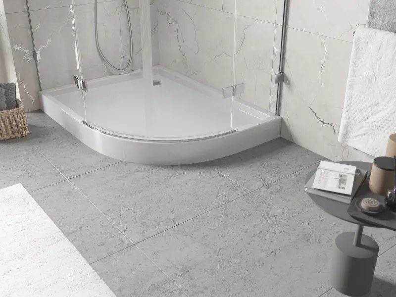 Mexen Flow+ asymmetrische linker kwartronde douchebak 90 x 80 cm, witte glans - 46Q108090LH
